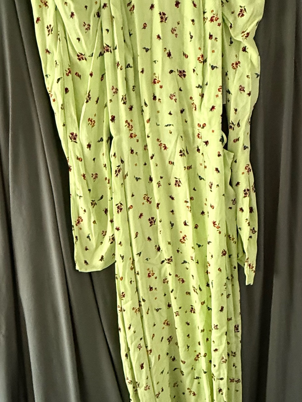 AFRM Lime Green ditsy Floral Midi Dress with Lace-Up Back - Picture 5 of 6